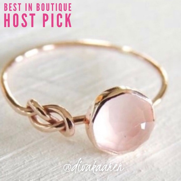 Rose Quartz 18k Gold Knotted Ring - Picture 3 of 9